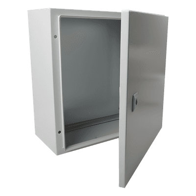 Gabinete de Acero IP66 / 400x400x200 mm / IK10 / Placa Trasera Galvanizada / Cierre con Llave / 15.7x15.7x7.9 in