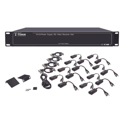 Kit Transceptor Activo / 16 Canales / Video + Potencia por UTP / 4K a 150 m (492.1 ft) / Rack 19" / HD-TVI/CVI/AHD/CVBS