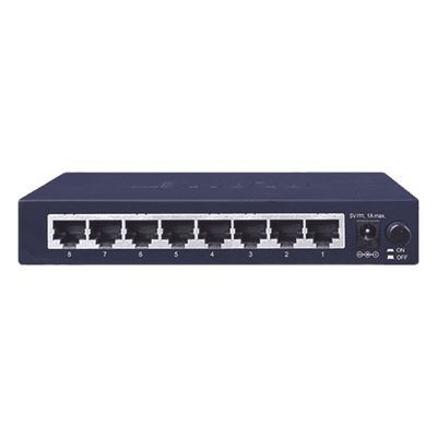 Switch de Escritorio / 8 Puertos Gigabit 10/100/1000 Mbps / Switch Fabric 16 Gbps / Auto MDI/MDIX / Carcasa Metálica