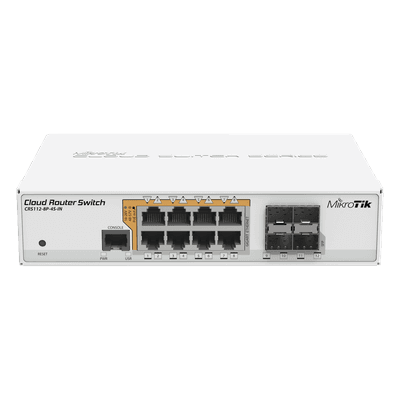 Switch PoE Administrable L3 / 8 Puertos Gigabit RJ45 / PoE 802.3af/at y Pasivo / 4 Puertos SFP 1 Gbps / 160 W / 12 Puertos Independientes