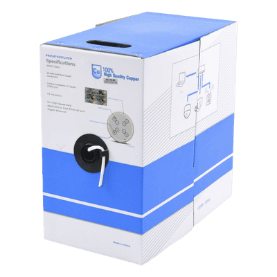 Bobina de Cable UTP Cat5e para Exterior / 305 m (1000 pies) / 24 AWG / 6.2 mm / Certificado UL / 100% Cobre / Sin Blindaje