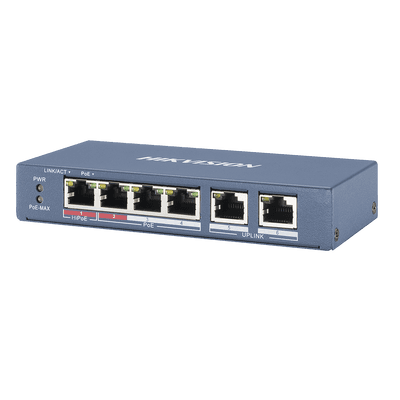 Switch PoE+ / No Administrable / 3 Puertos 10/100 Mbps PoE+ 30W / 1 Puerto Hi-PoE 60W / 2 Puertos Uplink / Modo Extendido hasta 300 m (984 pies)
