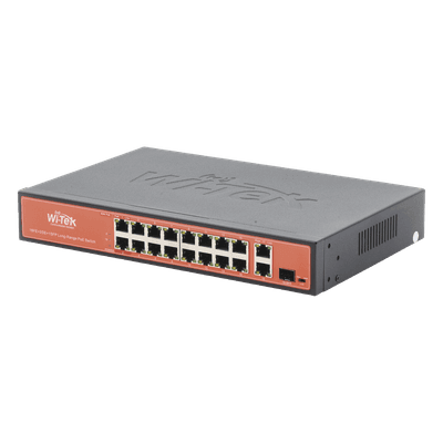 Switch PoE de largo alcance / 250m (820 pies) / 16 x 10/100Mbps PoE + 2 x Gigabit + 1 x SFP / 200W / No administrable