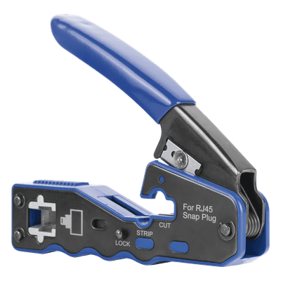Pinza de Red / Corte y Terminado RJ45 Pass-Through / Cuchilla Intercambiable / Acero al Carbón / Mango Ergonómico ABS + TPR