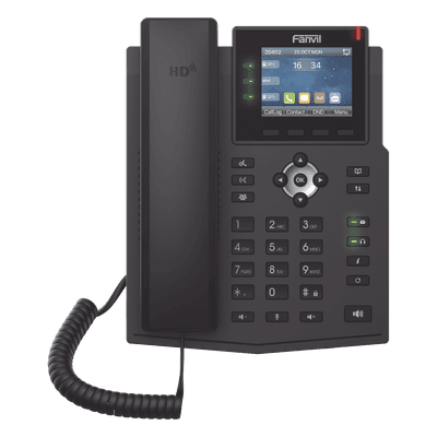 Teléfono IP / 6 Líneas SIP / Pantalla LCD Color 2.8" / Audio HD / Conferencia 3 Vías / Puertos Gigabit / PoE 802.3af