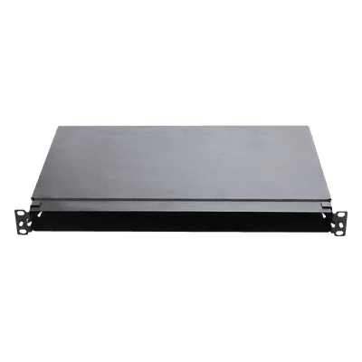 Panel de Distribución de Fibra Óptica / Montaje Rack 19" / 1UR / Hasta 96 Fibras / Bandeja Fija / 4 Casetes QuickNet o Placas FAP/FMP