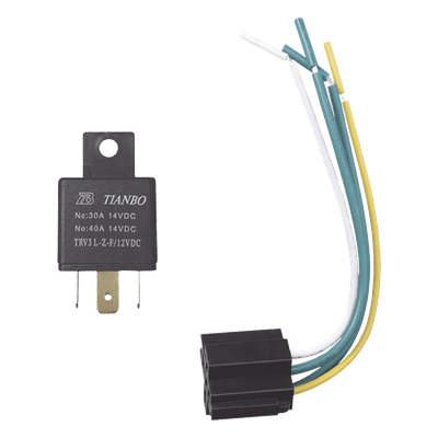 Relé automotriz / 5 pines / 12 VDC / Con base de montaje