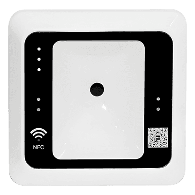 Lector QR y RFID / Salida Wiegand W26/W34/W66 / MIFARE 13.56 MHz / USB y RS485 / Lectura QR 5 cm / RFID 4 cm