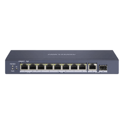 Switch PoE+ / 7 Puertos Gigabit 802.3af/at 30W / 2 Puertos Hi-PoE 90W / 1 Puerto Uplink Gigabit / 1 Puerto SFP / Modo Extendido 300 m (984 pies) / 110 W Total