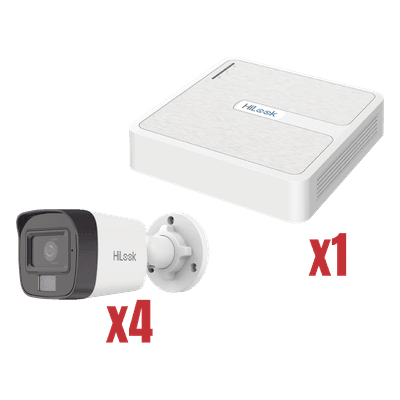 Kit de Videovigilancia IP / 4 Megapixel / NVR 4 Canales PoE / 4 Cámaras Bala / Dual Light / Audio / H.265+