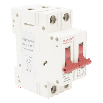 Interruptor Termomagnético DC / 2 Polos / 20 A / 800 VCC / Curva C / 6 kA / Riel DIN