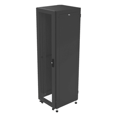 Gabinete Rack 19" / 42UR / 600 x 600 mm / Puerta Seguridad 3 Puntos / Cristal Templado / Laterales Desmontables