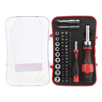 Juego de Herramientas / 65 Piezas / Acero CR-V / Estuche Plástico Compacto / 20 x 13 x 4.5 cm