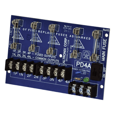 Módulo de Distribución de Energía / Entrada Universal 28V AC/DC / 10A Máx / 4 Salidas Fusibles 2.5A / LED Estado DC / 0°C a 49°C (32°F a 120°F)