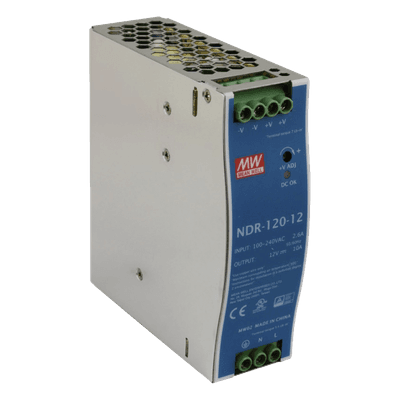 Fuente de poder industrial / 120 W / 12 Vcc / 10 A / Entrada 90~264 VCA / Riel DIN / 1.57 x 4.93 x 4.47 in