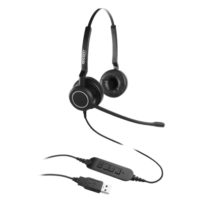 Audífonos USB de Diadema / Audio HD Estéreo / Cancelación de Ruido / Micrófono Cardioide 300° / Diseño Ergonómico 58-72 g
