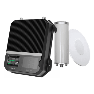 Amplificador de Señal Celular Empresarial / 2G 3G 4G VoLTE / Cobertura 1,600 m² (17,222 ft²) / 4 Antenas / Doble Enlace Ascendente / Diseño EE.UU.