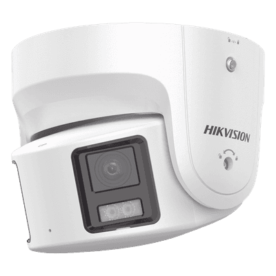 Cámara Turret IP Panorámica / 8 Megapixel / Dual Lente 4 mm 180° / Color 24/7 / WDR 130 dB / Luz Blanca 30 m (98.4 ft) / IP67 / PoE / Audio Bidireccional / AcuSense