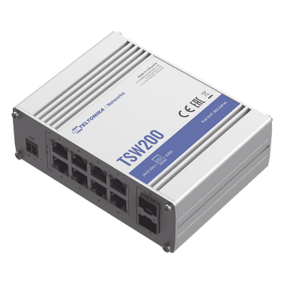 Switch Industrial No-Administrable / 8 Puertos Gigabit PoE+ 30W / 2 Puertos SFP / -40 a 75°C / Aluminio