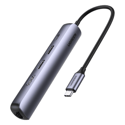 Docking Station USB-C / 5 en 1 / HDMI 4K@60Hz / 2 USB-A 3.1 5 Gbps / RJ45 Gigabit / PD 100W / Aluminio