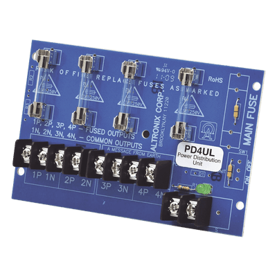 Módulo de Distribución de Energía / 4 Salidas Protegidas / 12-24 Vcc 10 A / 24-28 Vca 12 A / Fusibles 3.5 A