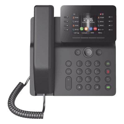 Teléfono IP Empresarial / 12 Líneas SIP / Pantalla Color 3.5" / Wi-Fi Dual Band / Bluetooth 5.0 / PoE Gigabit / Conferencia 6 Vías