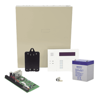 Panel de Alarma Híbrido / 48 Zonas / 3 Particiones / Teclado con Receptor Inalámbrico Integrado / Comunicador IP y 4G / 16 Detectores de Humo de Dos Hilos