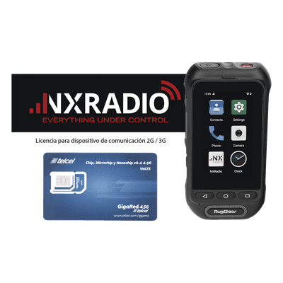 Kit Radio PTT / Android 10 GO / IP68 / MIL-STD 810H / Altavoz 105 dB / Batería 3000 mAh / SIM 1GB 12 Meses