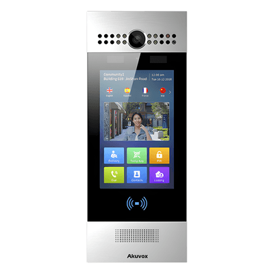 Videoportero IP / Pantalla Táctil 7" / Reconocimiento Facial / Dual Cámara 2MP / IP65 / IK06 / PoE / SIP / ONVIF / Android / QR y PIN / RFID 125kHz/13.56MHz / Bluetooth