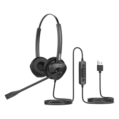 Diadema USB / Binaural / Cancelación de Ruido ENC / Audio HD / Micrófono Dual / Plug & Play