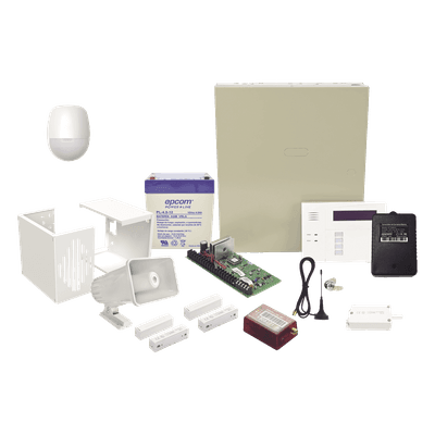 Kit de Alarma Antirrobo / Panel de Control con Teclado Inalámbrico / Comunicador 4G LTE-M/5G / Sensor PIR 18 m (59.1 ft) / Sirena 30 W / 2 Contactos Magnéticos
