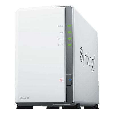 NAS de 2 Bahías / CPU 4 Núcleos 1.7 GHz / 1 GB DDR4 / LAN 1GbE / USB 3.2 Gen 1 / RAID 0, 1, JBOD, SHR