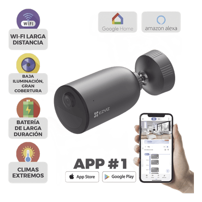 Cámara Bala IP / 2K 3 Megapixel / Batería Recargable 7800 mAh / Visión Nocturna Color 15 m (49.2 ft) / Wi-Fi 2.4 GHz / IP66