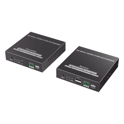 Extensor KVM HDMI / 4K @ 60 Hz / 120 m (393.7 ft) / 18 Gbps / Cat 6/6a/7 / Salida Loop / USB y RS-232