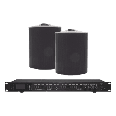 Amplificador de Audio / 2 x 60W / Baja Impedancia 4-8Ω / Bluetooth USB SD FM / 3 Entradas Micrófono / Efectos Delay Echo Repeat / 2 Bocinas Exterior 5.25'