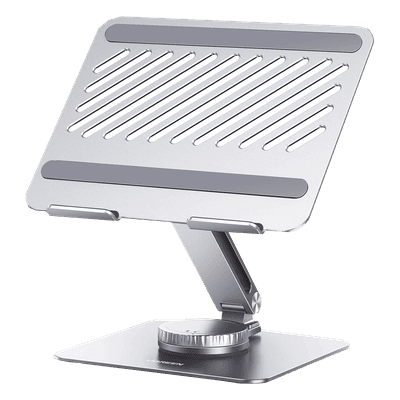 Soporte Giratorio para Laptop / Rotación 360° con Bloqueo / Aluminio / Carga 5 kg / 10 a 17.3" / Altura y Ángulo Ajustable / Plegable