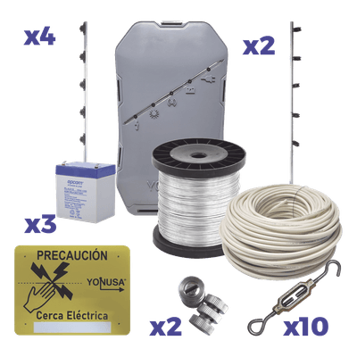 Kit Energizador Perimetral / 25 m (82 ft) de Protección / 12,000 V / Consumo 1.2 kW/mes / SMT / Antioxidante y Anti-UV