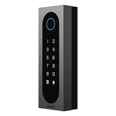 Control de Acceso Slim / 20,000 Tarjetas / 100,000 Eventos / IP65 & IK09 / Multi-Credencial QR-Bluetooth-PIN-RFID / Wiegand-RS485-Relay / Aluminio y Vidrio Templado