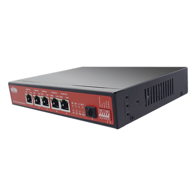 Controlador Solar con Switch PoE Industrial / 1 Puerto 802.3bt 90W / 2 Puertos 802.3af/at 30W / 2 Puertos PoE Pasivo 24/48 Vcc 24W / Puerto SFP / 15A / Entrada 45 Vcc