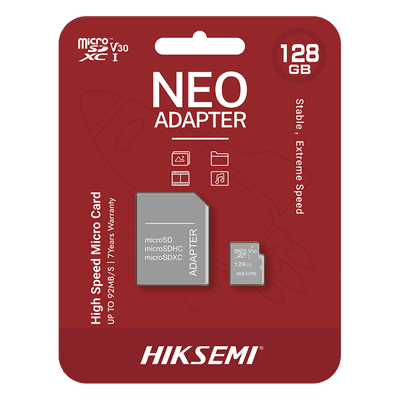 Memoria microSDXC con Adaptador / 128 GB / Clase 10 / Lectura 92 MB/s / Escritura 40 MB/s / NAND TLC / Resistente a Agua y Golpes