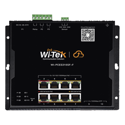 Switch PoE Industrial L2 / 8 Puertos Gigabit PoE / 2 SFP / PoE++ 90W / Presupuesto PoE 145 W / Administración Cloud / Sin Ventiladores / -40 a 75°C
