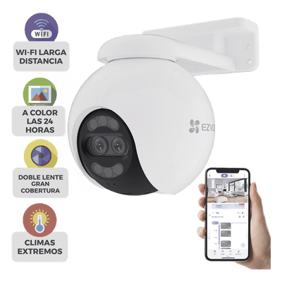 Cámara PT IP / 4K Ultra HD / Panorámica 360° / Visión Nocturna Color 30 m (98.4 ft) / Lente Dual / Wi-Fi / IP65