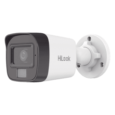 Cámara Bala IP / 4 Megapixel / Dual Light 20 m (65.6 ft) IR + 15 m (49.2 ft) Luz Blanca / Lente 2.8 mm / 104° / IP67 / PoE / Audio Integrado