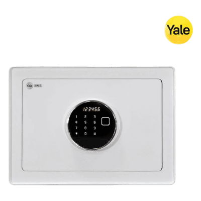 Caja Fuerte Electrónica / Apertura Biométrica, Código y Llave / Puerta Acero 4 mm / 2 Bulones 20 mm / 50 Huellas / Alarma Intrusión / Luz Interna LCD