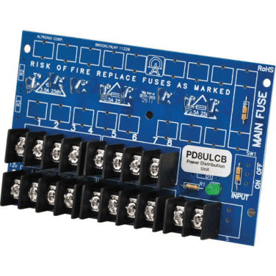 Módulo de Distribución de Energía / 8 Salidas Clase 2 / Protección PTC 2A Auto-rearmable / Entrada Dual AC/DC / Certificado UL