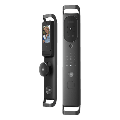 Cerradura Inteligente Multibiométrica / Reconocimiento Facial + Venas Palma + Huella Digital / Teclado Numérico + Tarjetas IC + NFC / Pantalla HD 4.5 Pulgadas / Wi-Fi 2.4 GHz / Doble Batería 6500 mAh / App Smart