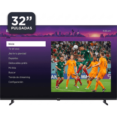 SmartTV QLED / 32 Pulgadas / HD / ROKU TV / WiFi Integrado / Control Parental V-Chip / 3 HDMI / VESA 100x100 mm