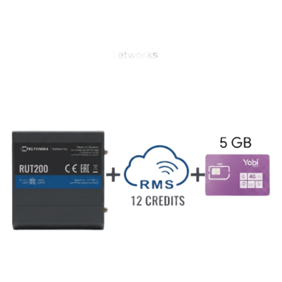 Router Industrial 4G LTE / Cat 4 150 Mbps / Wi-Fi 2.4 GHz / -40°C a 75°C / Gestión RMS / Kit con SIM 5GB/Mes Año