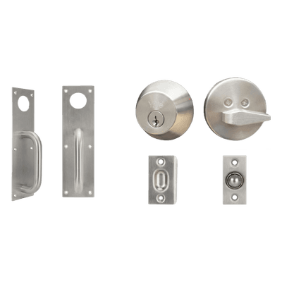 Kit de Herraje para Puerta / Jaladera 30 cm (11.8 in) / Cerrojo B500P con Llave Mariposa / Pestillo de Bola Ajustable / Acero Inoxidable y Cromo