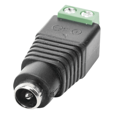 Adaptador de Alimentación DC / Jack Hembra 3.5 mm / Terminales Tornillo / Polarizado 12 Vcc / Pin Cobre 2.1 mm / Calibre 18 AWG
